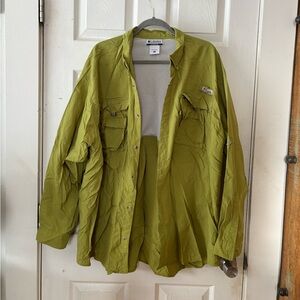 Columbia Performance Fishing Gear Green Long Sleeved Shirt Size XXL